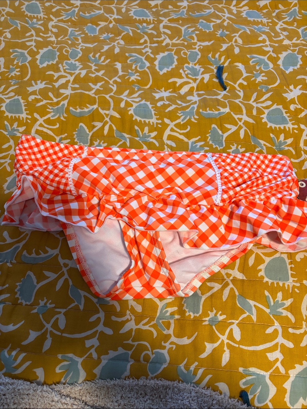 NWT Arizona Jeans Skirted Orange Plaid Bikini Bottom Swimsuit Retro Gingham